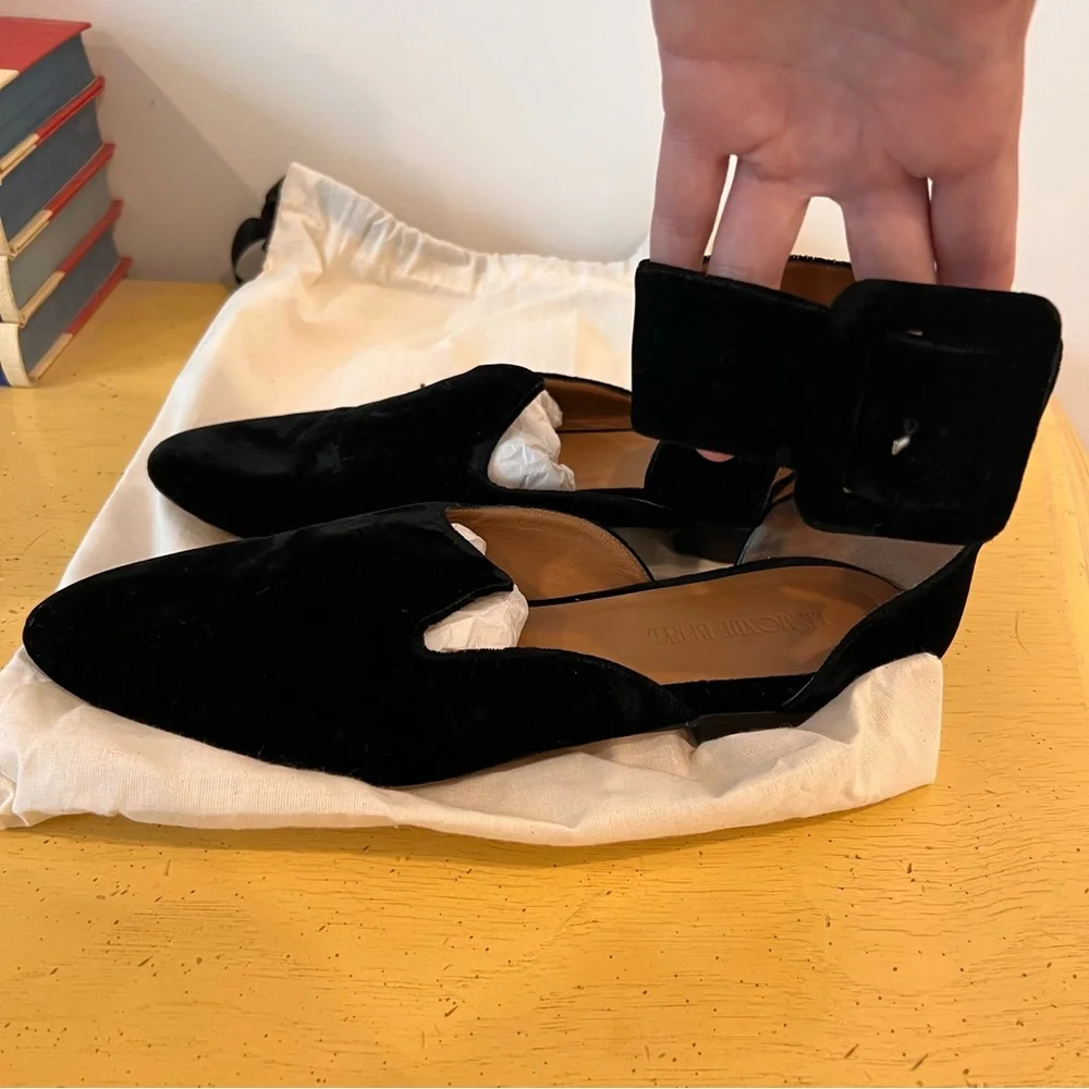 Le Monde Béryl Black Velvet Women's Flats - Picture 3 of 8